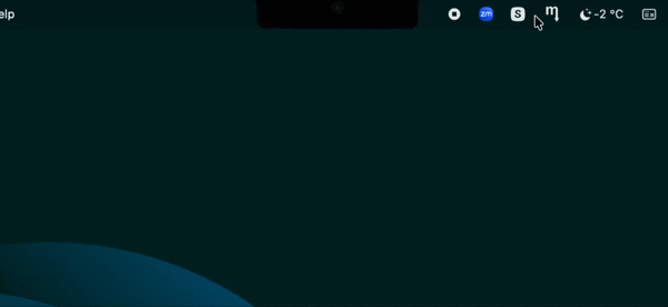 MenuDown in action — revealing hidden menubar items